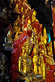 Inle Lake Myanmar. Pindaya, the famous Shwe Oo Min pagoda, a natural cave filled with thousands of gilded Buddha statues. 